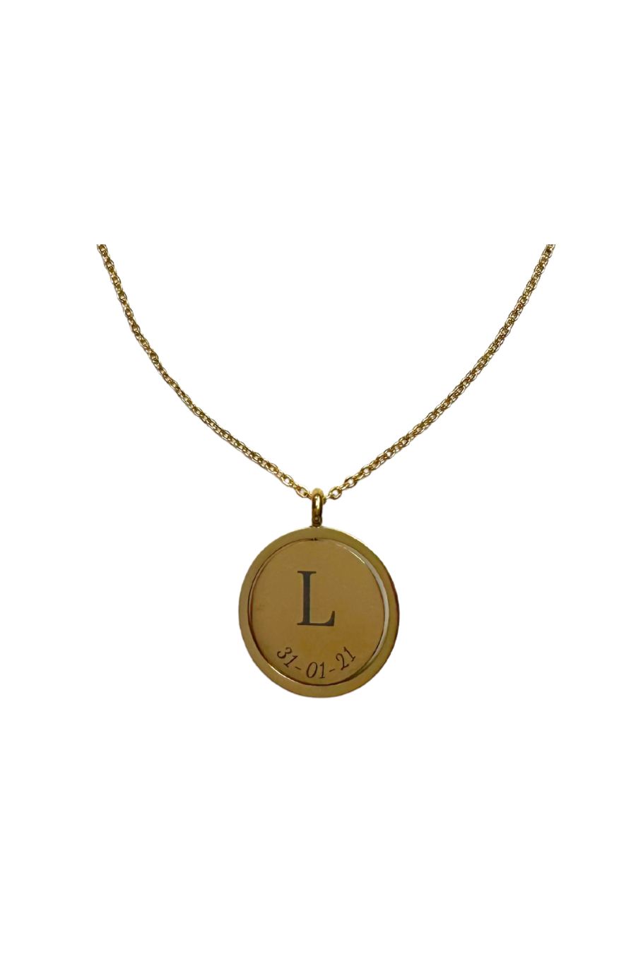 GRAVEERBARE RONDE HANGER KETTING GOUD
